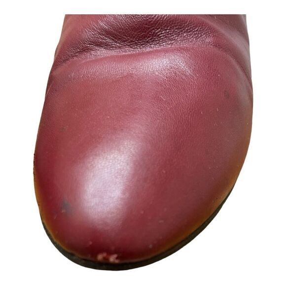 Megumi Ochi Red Soft Leather Ankle Boots Round Toe Chunky Heel Sz 40 Sz 8.5 - Picture 8 of 10